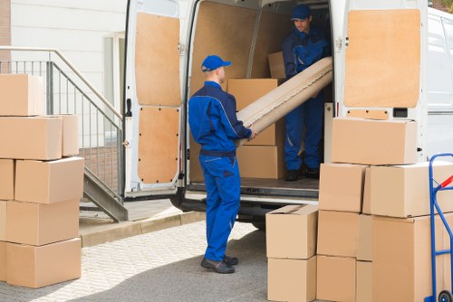 Professional office relocation team at work