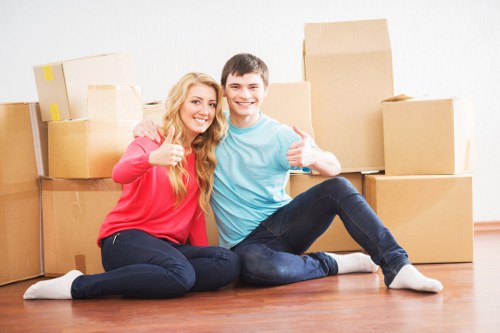 Professional man with van providing packing services